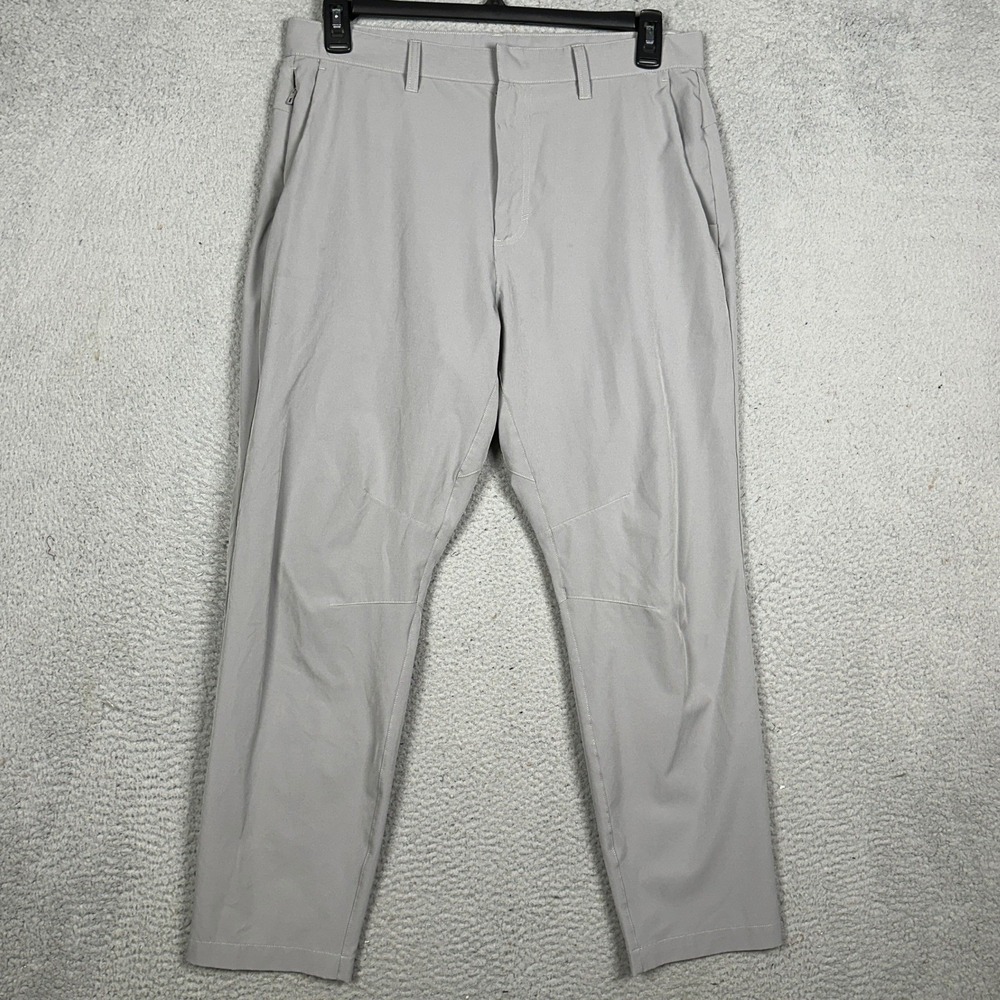 Fabletics Pants Mens 34X29 Gray Chino Pants Performance Pocket Flat Front EUC